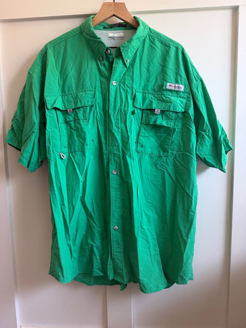 Columbia Bahama PFG Short-Sleeve Button-Down Shirt - Green - 2XL